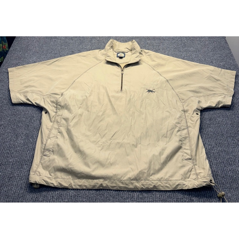 Tommy Bahama Mercedes-Benz Mens XL Tan 1/4 Zip Short Sleeve Windbreaker Pullover